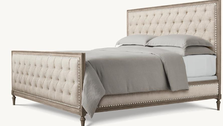 The Charleston Bed — Tufted Linen