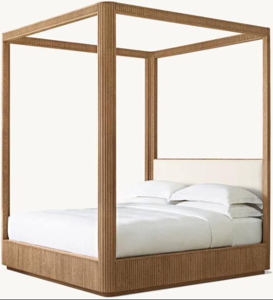 The Grafton Canopy Bed — Ivory Upholstered