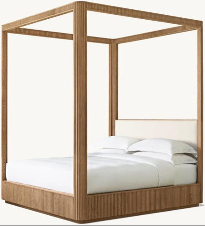 The Grafton Canopy Bed — Ivory Upholstered