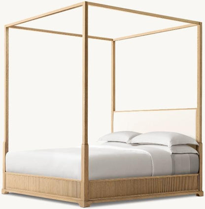 The Sutton Canopy Bed — Ivory Upholstered